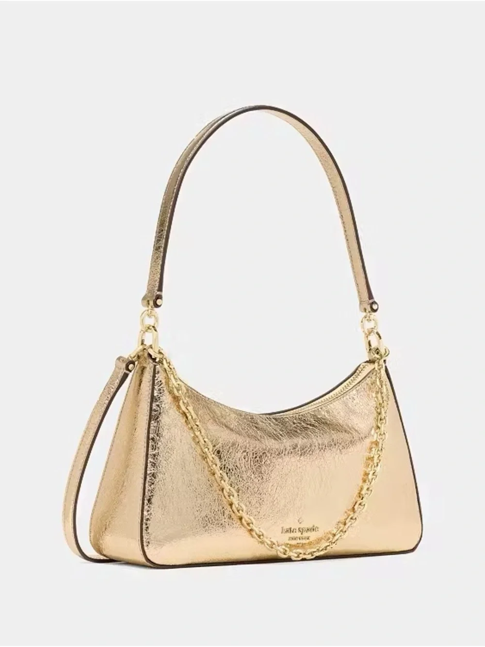 ♠️Kate Spade NY Margot Small Leather Convertible Shoulder Bag, Metallic Gold NWT